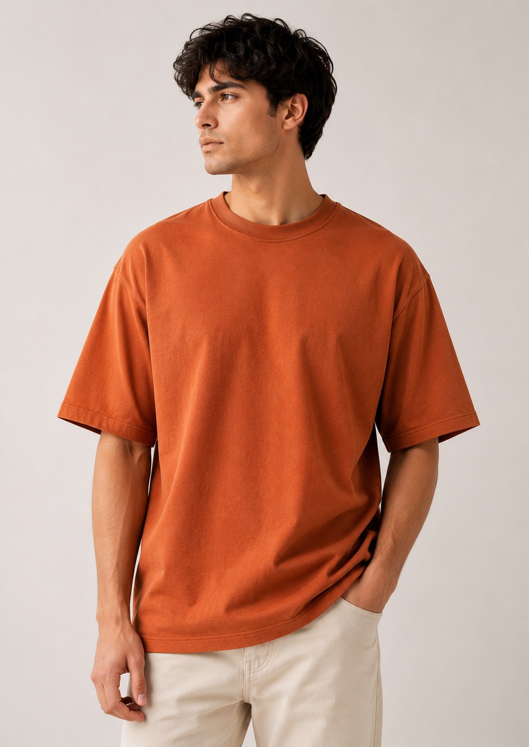 Oversized Drop Shoulder Tee — Terracotta